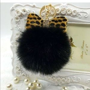 Black Purse Charm Keychain Animal Print New